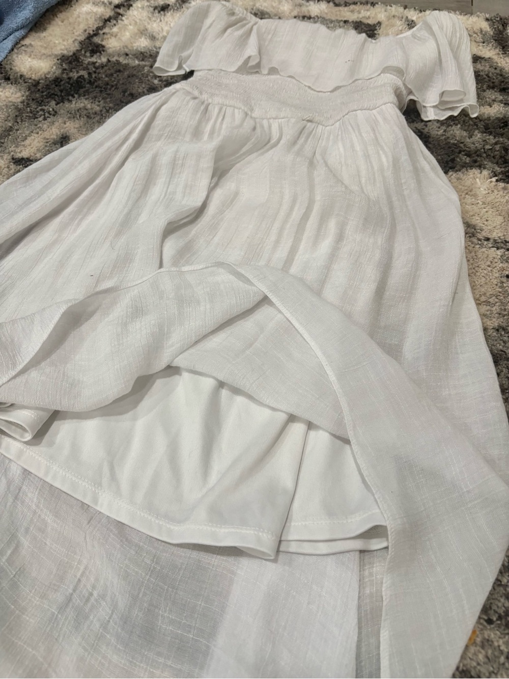 White Halter Ruffle High-Low Dress - Picture 4 of 5